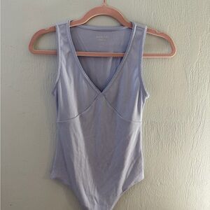 American Eagle Outfitters V-Neck lace trim, bodysuit Light blue